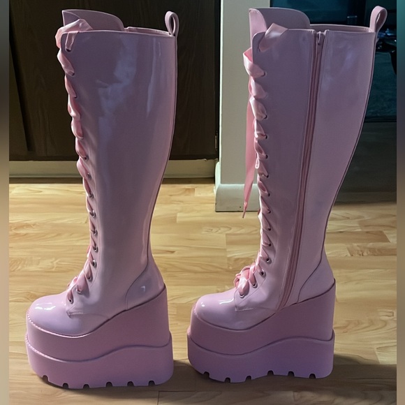 Sugar Thrillz Shoes - ‼️NWT‼️Dolls Kill X Sugar Thrillz Pink Platform Knee-High Boots Size 8